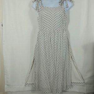 Wild Honey White & Black Polka Dot Summer Dress w/Tie Straps Women's Plus Sz 1X